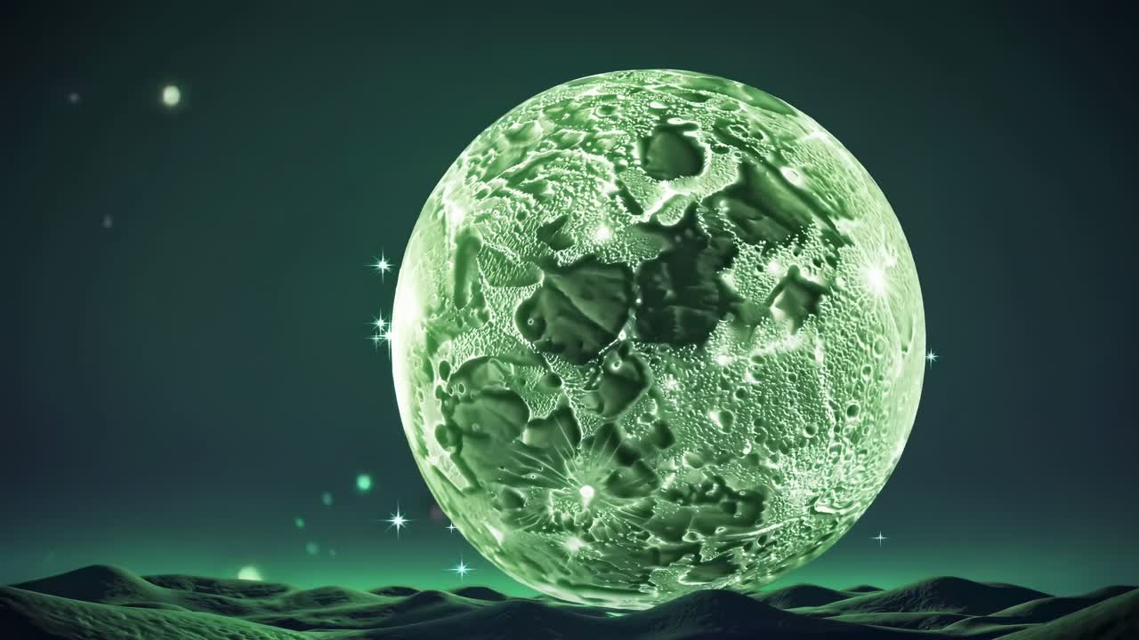 Surrealistyczna zielona sfera niebieska w kosmosie