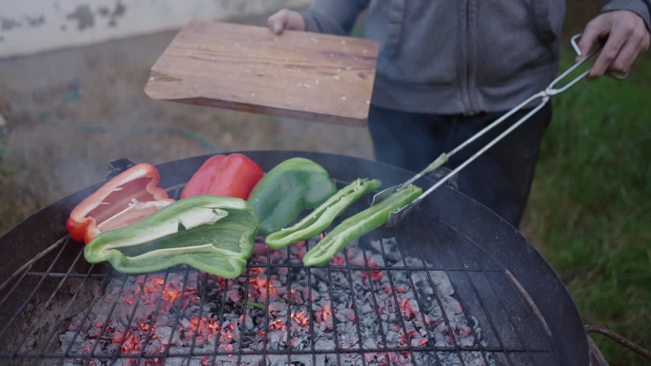 Grilling Peppers Outdoors