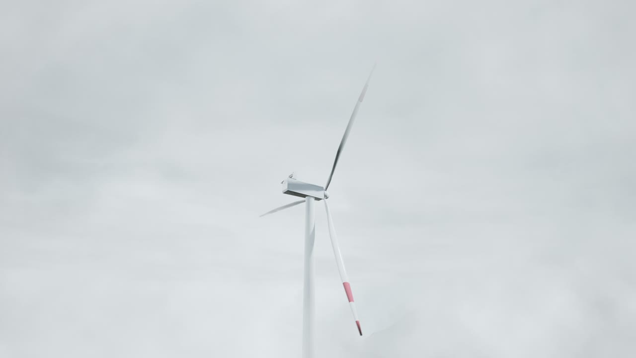 Wind Turbine in Cloudy Sky
