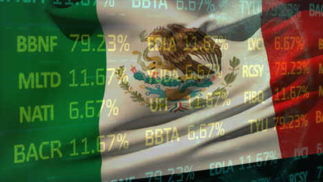 animation of data processing over flag of mexico