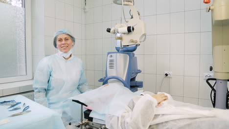 patient in operating room. ophthalmology operation room with equipment medicine concept