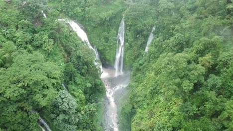 Beautiful-aerial-footage-of-the-waterfall-in-north-Bali