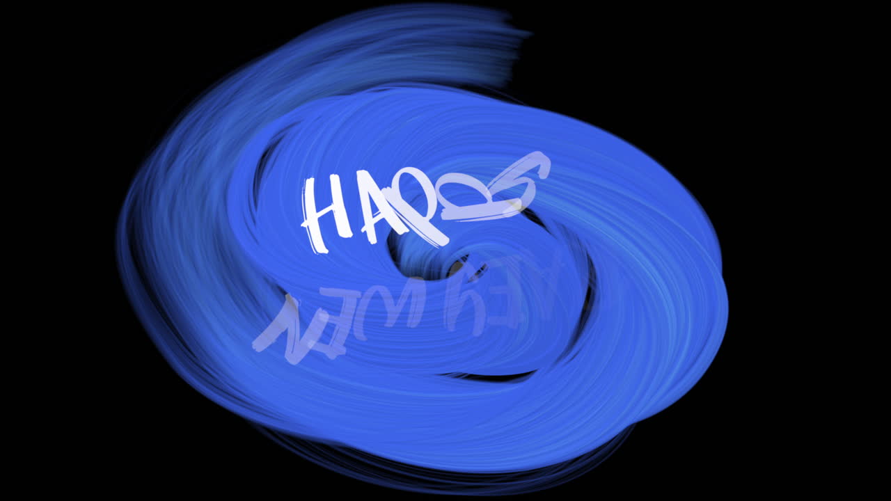 블랙 그라디언트에 파란색 수채화 잉크로 새해 축하 문자