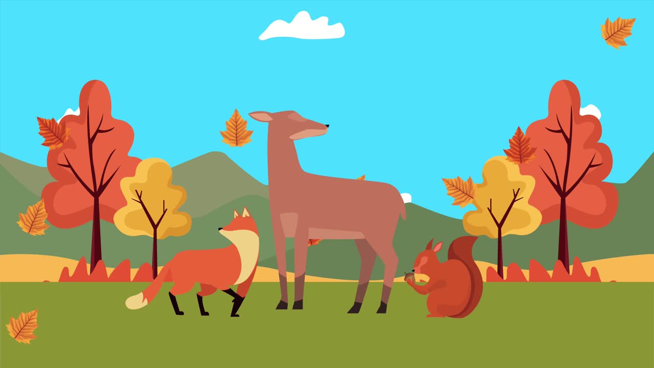 ハロー 秋 アニメ 鹿と森の動物