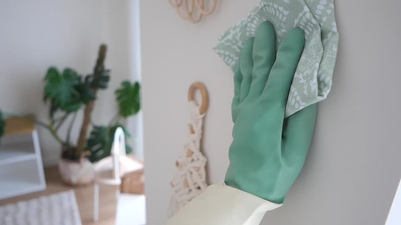Cleaning a wall in a home