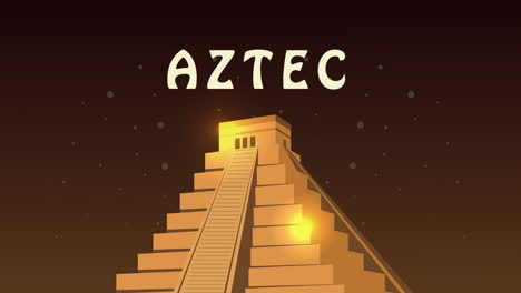 culture aztec pyramid and lettering animation