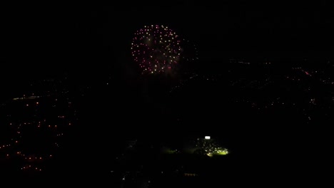 Aerial View of Stunning Fireworks Display at Night