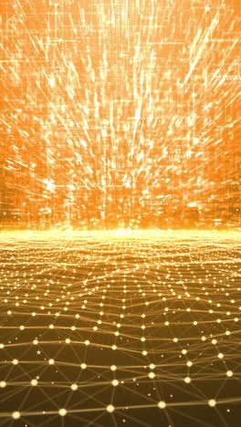 golden plexus waves grid star background glowing particles futuristic digital flow for event visuals