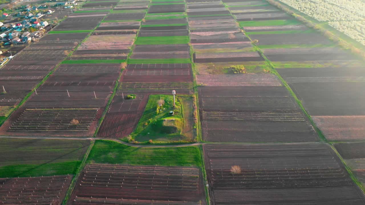 Aerial shot of Empty fields in Dubasari district of Moldova