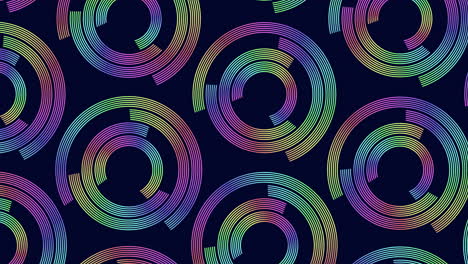 modello di cerchi astratti al neon arcobaleno
