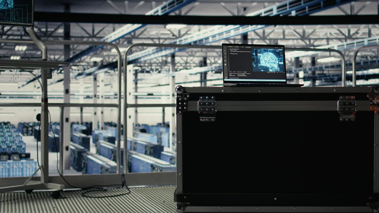 Ai Coding Script Powering Neural Networks Running On Laptop In Server Room