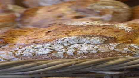 close-up of a freshly baked loaf of bread in a basket