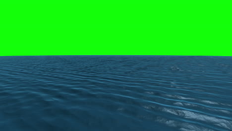 Still blue ocean under green screen sky 