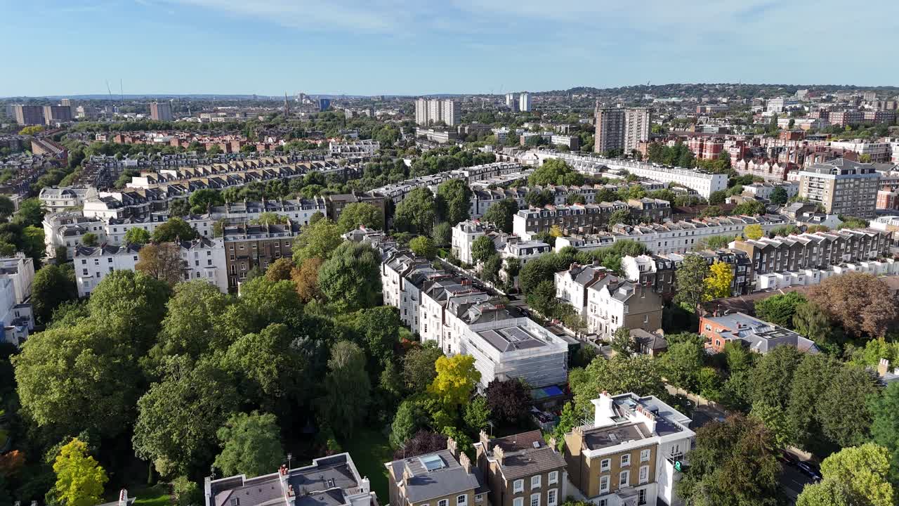 Maida Vale West London UK large houses and streets drone,aerial
