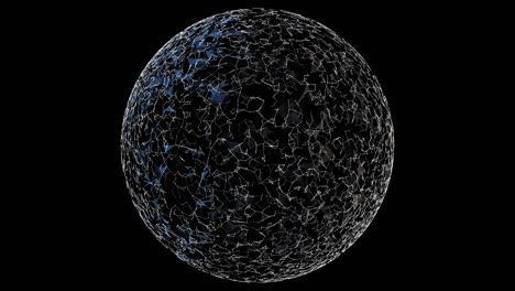 plexus style rotating sphere in white dots and lines on the alpha transparent background.