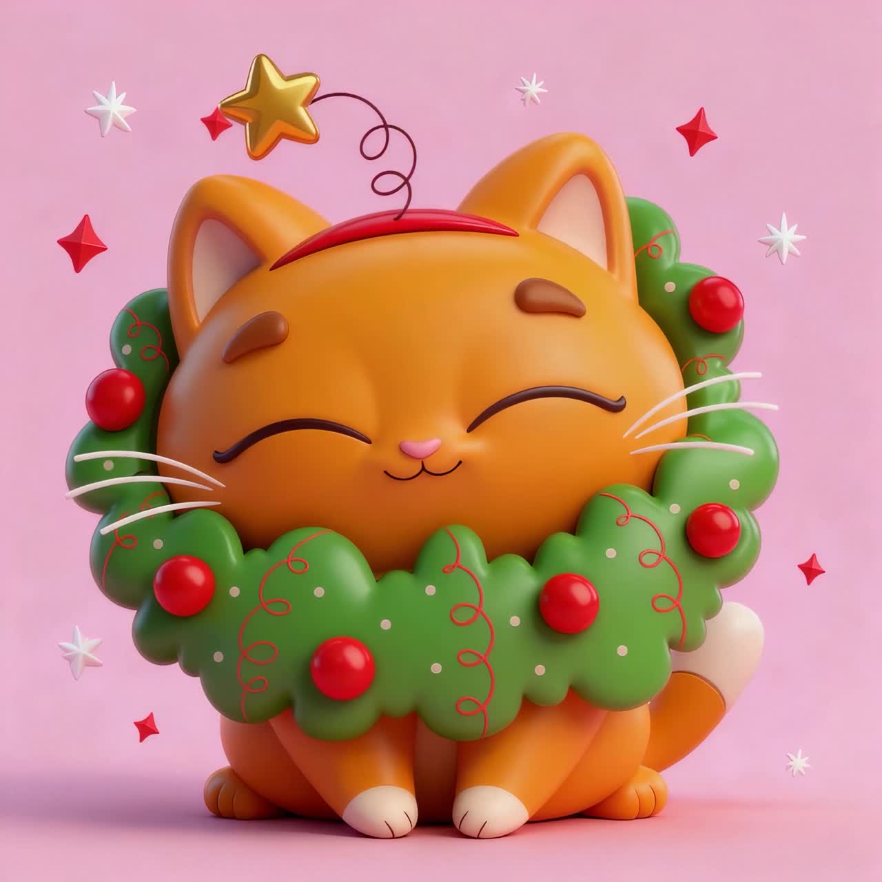 Christmas Cat Cartoon Illustration