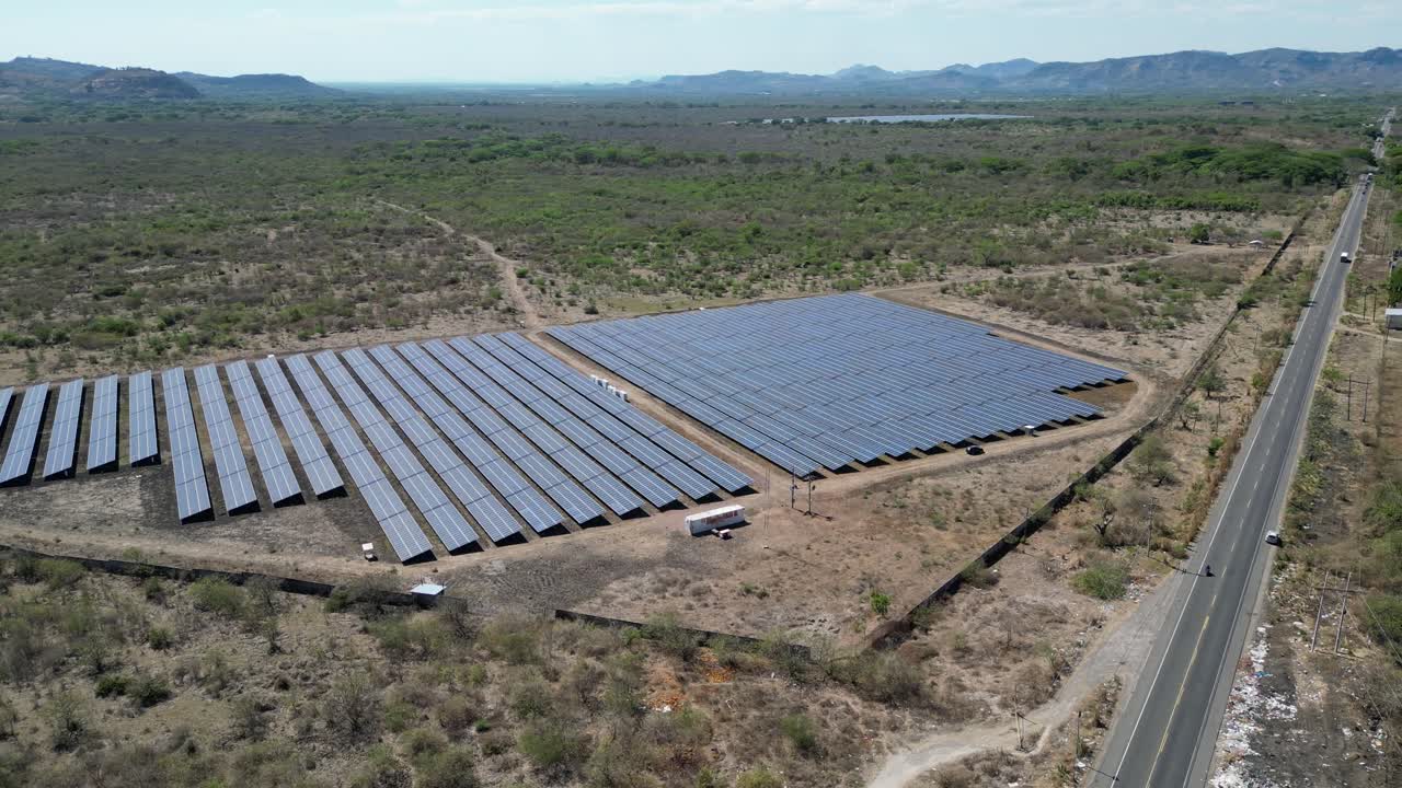 Green energy generation at solar power plant, clean future technology, Honduras