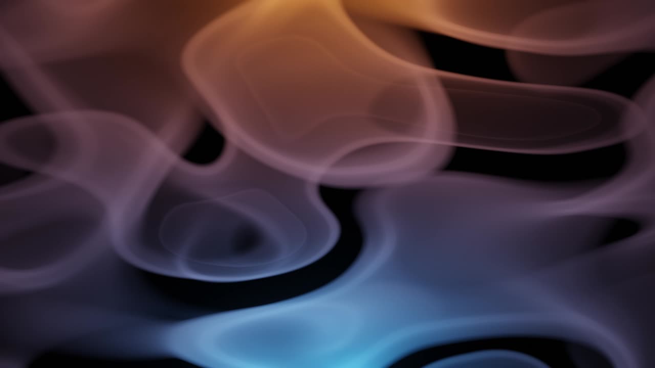Abstrakter Neon-Hintergrund mit violettem und blauem Rauch. Abstrakte Wolkenformationen und Metamorphose auf Schwarz. 4K Neon-Loop-Animation