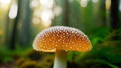 close-up of a red mushroom in the forest