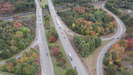 drone footage over donald lynch boulevard and route 495 in marlboro, massachusetts