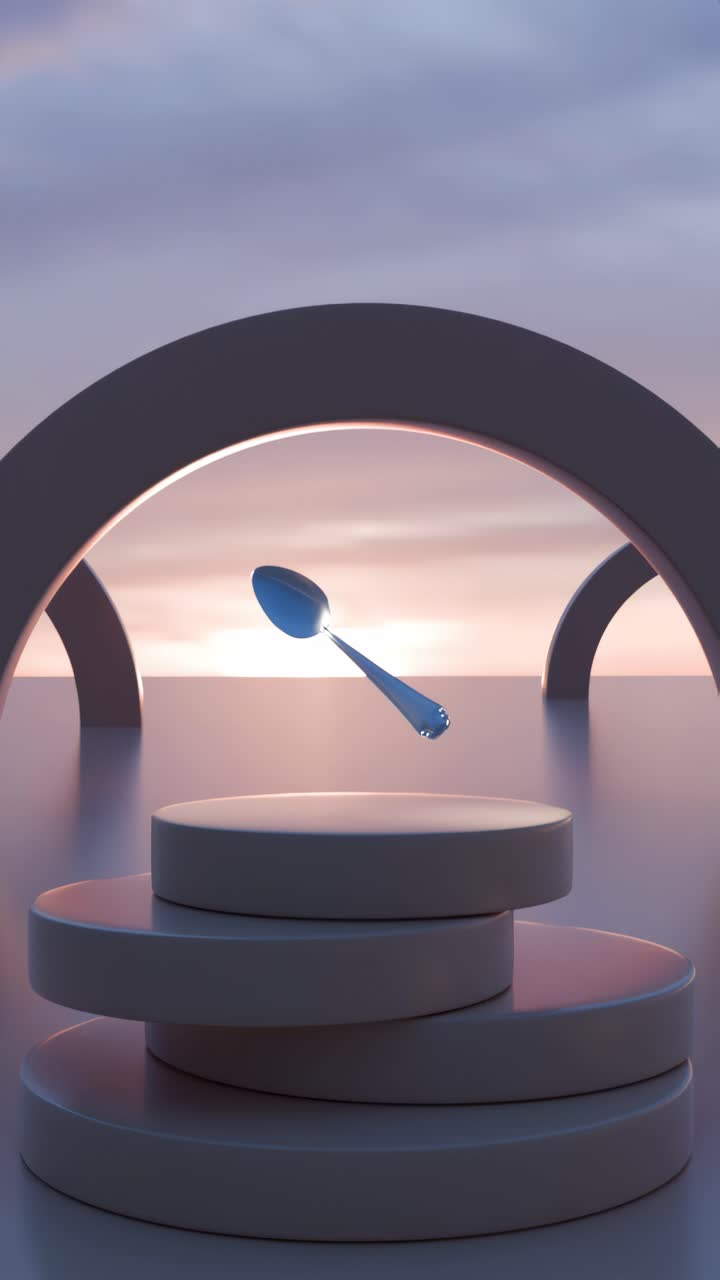 Modern Product Display with Golden and Blue Spoon