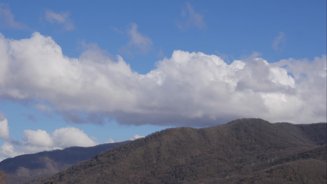 el cielo azul nubes blancas sobre las montañas. nubes blancos hinchadas peludas. nube cumulus scape lapso de tiempo. verano cielo azul lapso de tempo. dramático majestuoso increíble cielo azul. nubes blanca suave forma. nubes lapso de time fondo