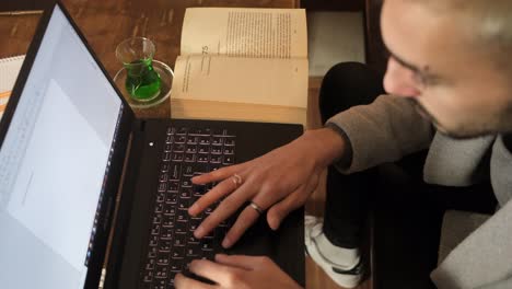 young man using computer