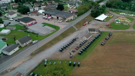 amish farmers harvesting there fall crops as seen by drone