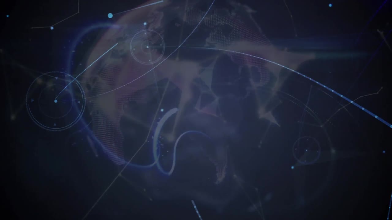 Animation of globe with network of connections with glowing spots