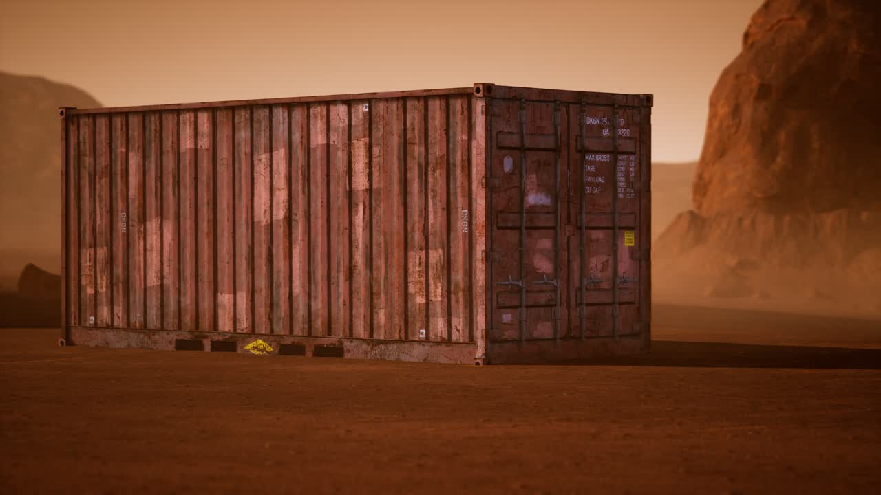 contenedor de envío abandonado en el desierto