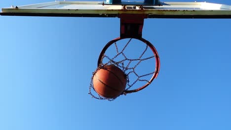 experience the thrill of basketball from a dramatic perspective with this epic slow-motion, low-angle shot