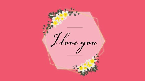 Animation-of-I-Love-You-in-white-octagon-on-pink-background