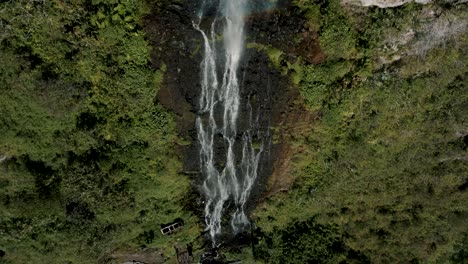 waterfall cascada manto de la novia, banos de agua santa, tungurahua province - aerial drone shot