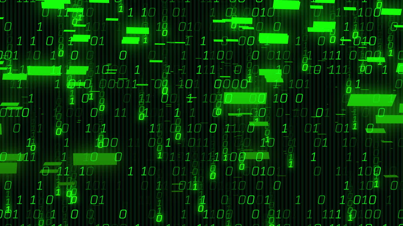 animación del procesamiento de datos sobre un fondo negro