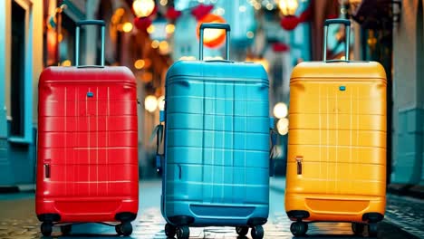 three suitcases in the city