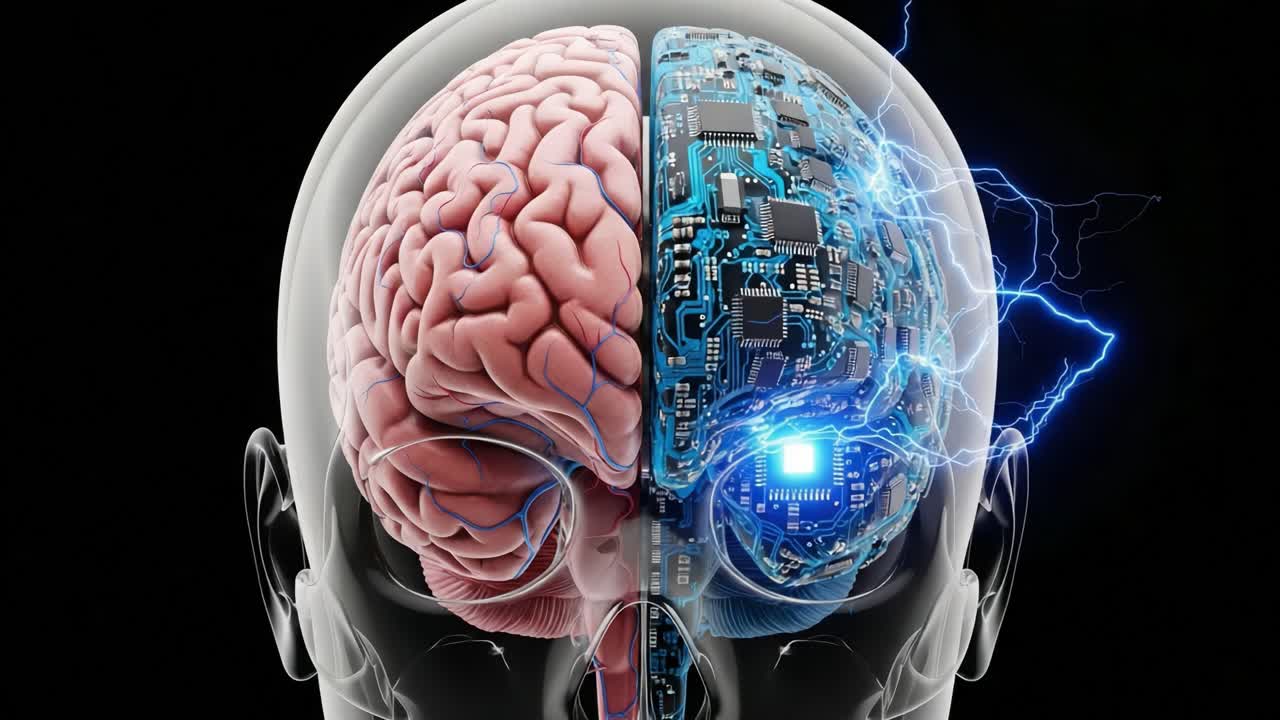 Exploring the Synergy of Human Intelligence and Technology: A Visualization of the Brain-Machine Interface with Neural and Electronic Collaboration