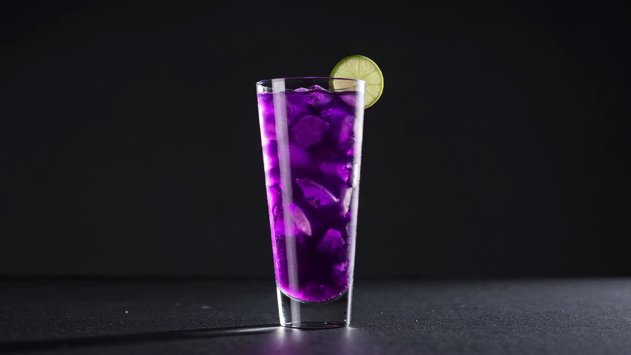 Vibrant Purple Drink with Lime Slice