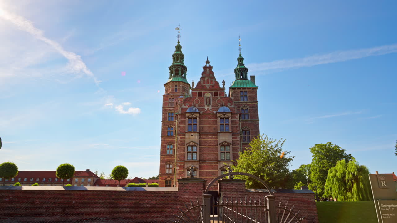 View of the Rosenborg Castle in Copenhagen, Denmark on a sunny day
