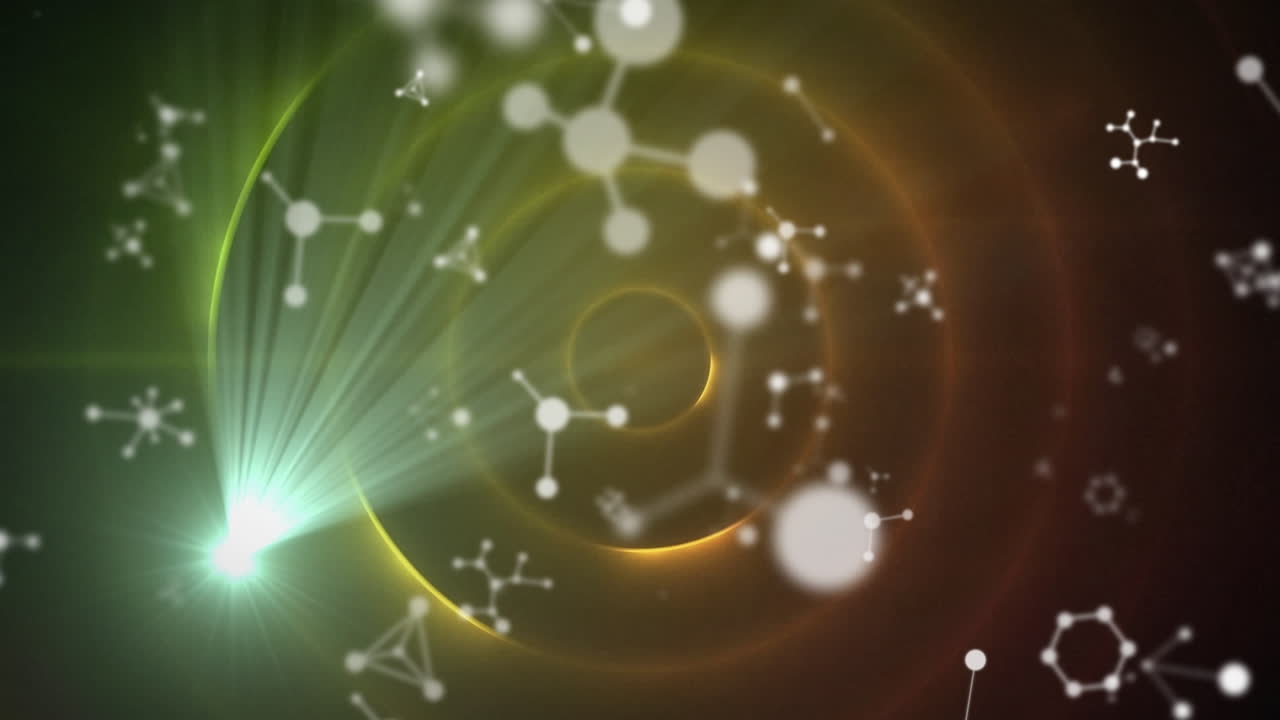 원 위로 움직이는 분자의 애니메이션