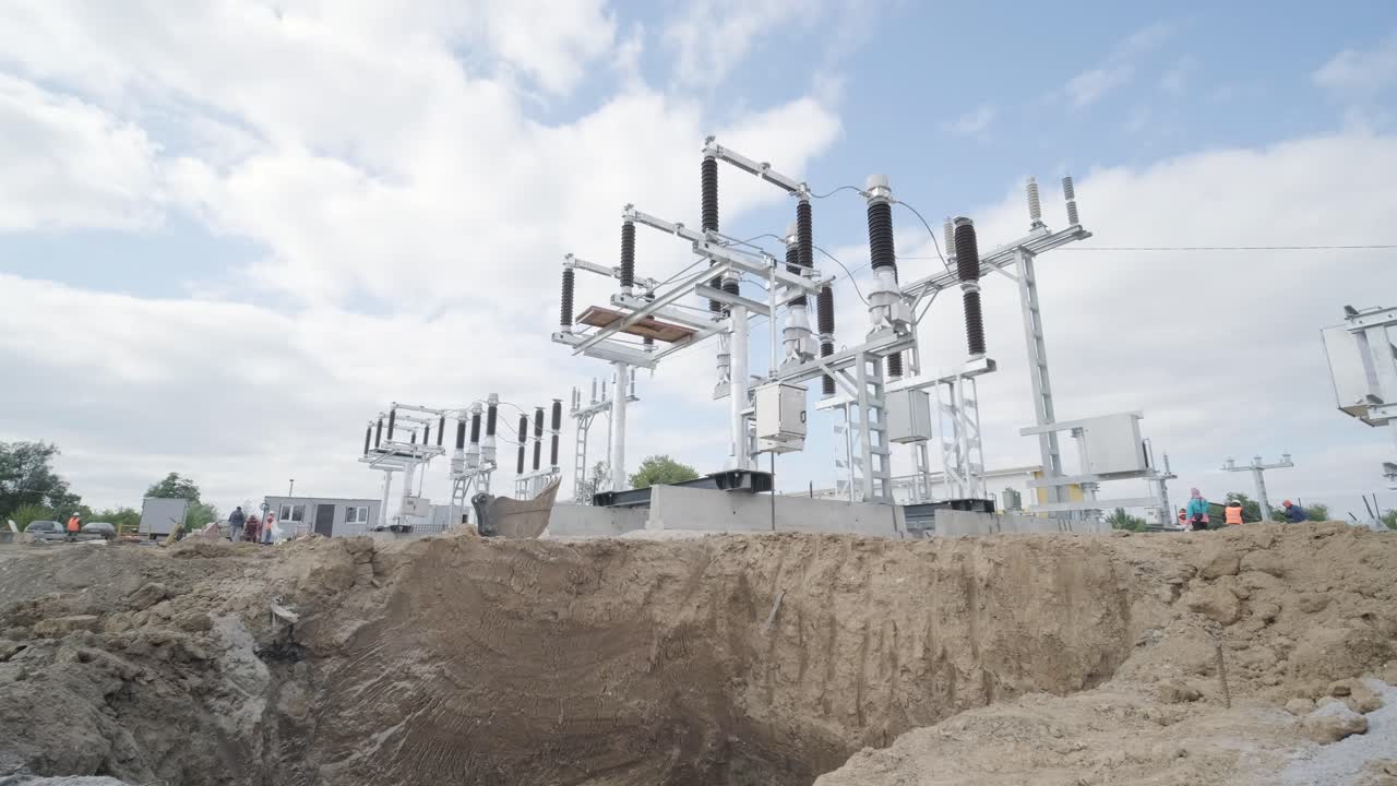 construcción de una subestación de transformadores