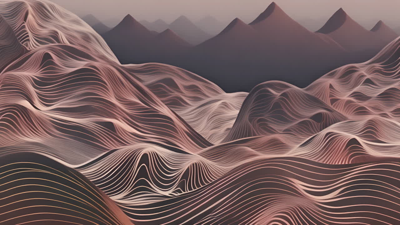 Abstract Wavy Mountain Landscape with Muted Tones