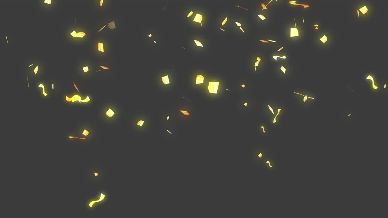 Golden Confetti Falling on Dark Background