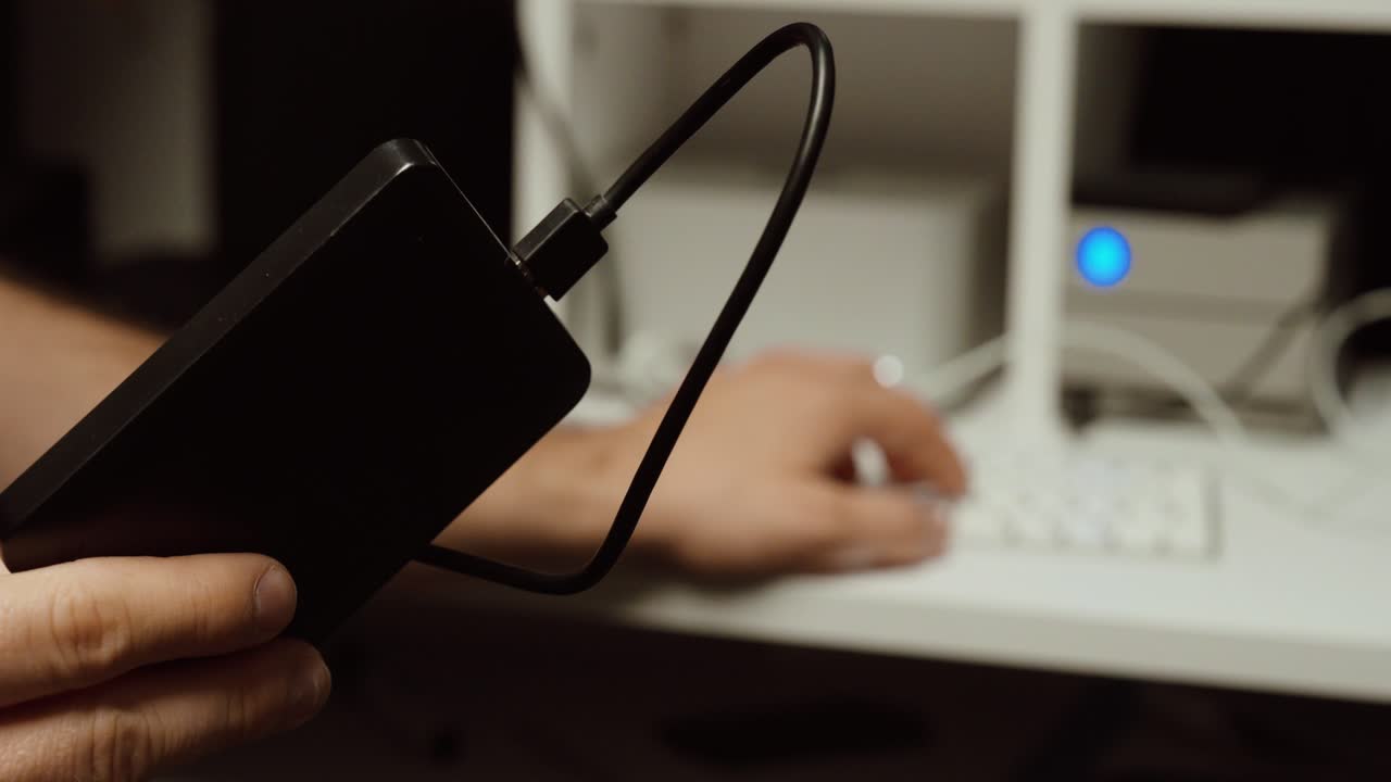 connecting an external hard drive to a computer for data backup