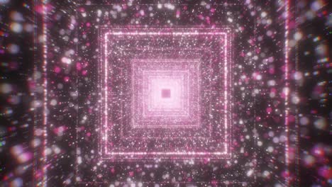 túnel cuadrado rosado con luces brillantes