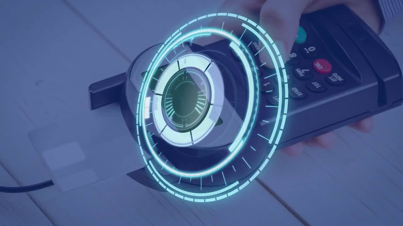 animación del escaneo de alcance sobre el terminal de pago