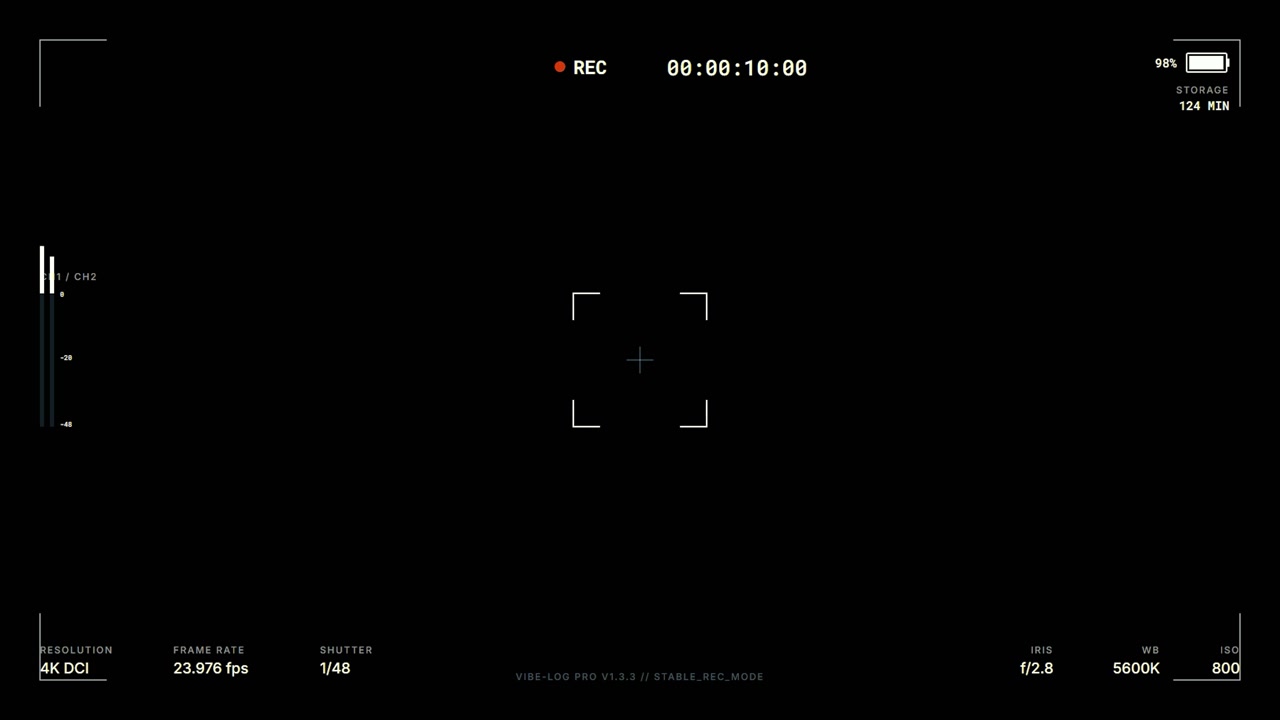 Digital Camera Recording Interface Overlay on Black Background