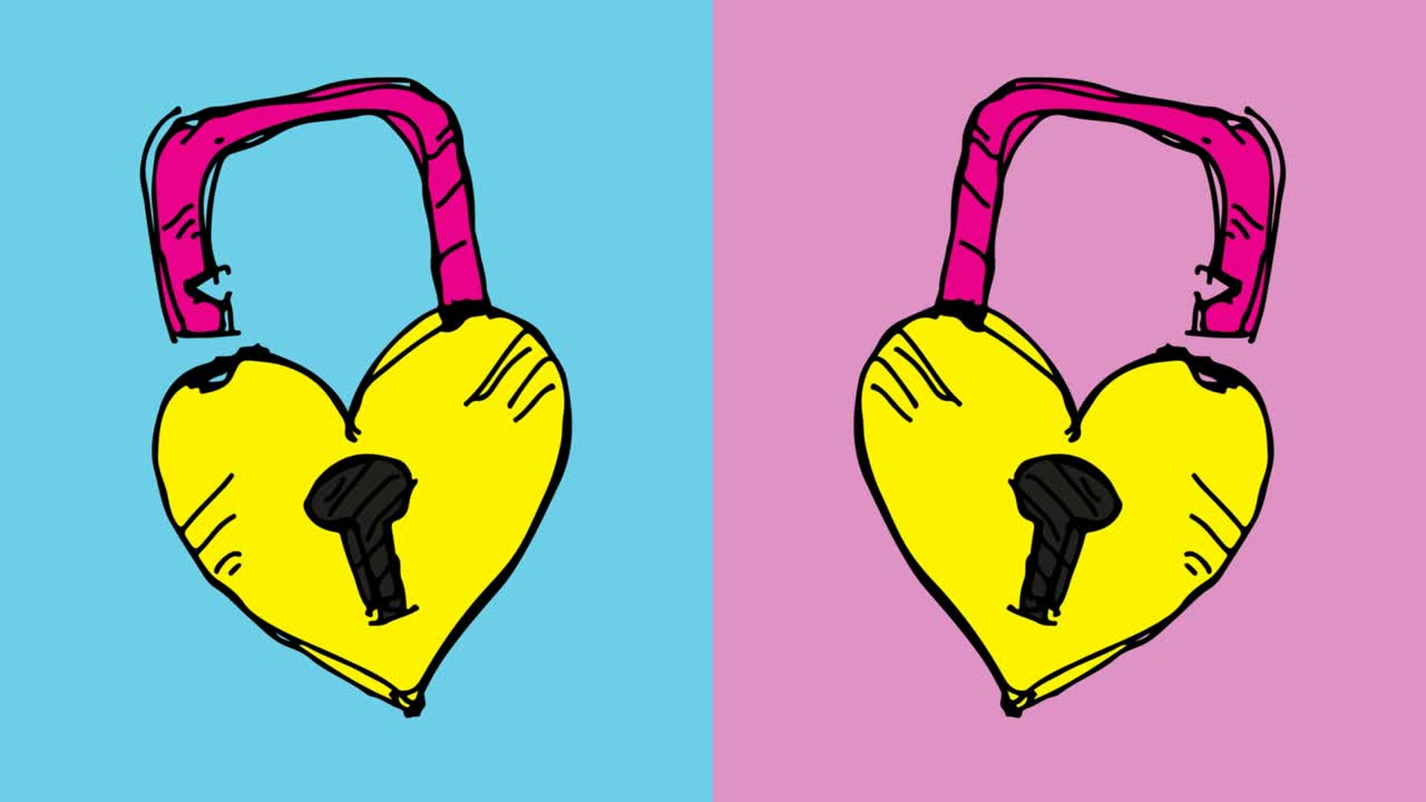 아이들이 팝 아트 그림을 그리고 있습니다. 락 사랑의 주제로 매이지 않는 배경입니다.