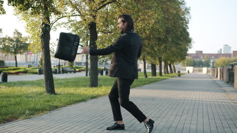 man dancing in a park