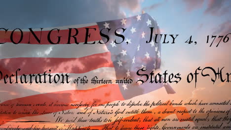 man holding american flag and written constitution of the united states