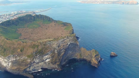 seongsan ilchulbong drone panoramic view in 4k